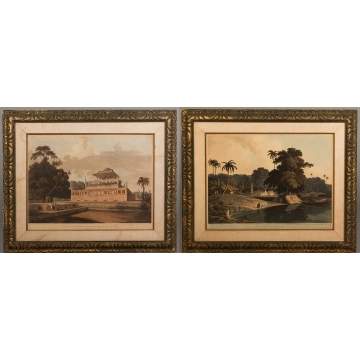 Pair of Thomas & William Daniell Colored Aquatints